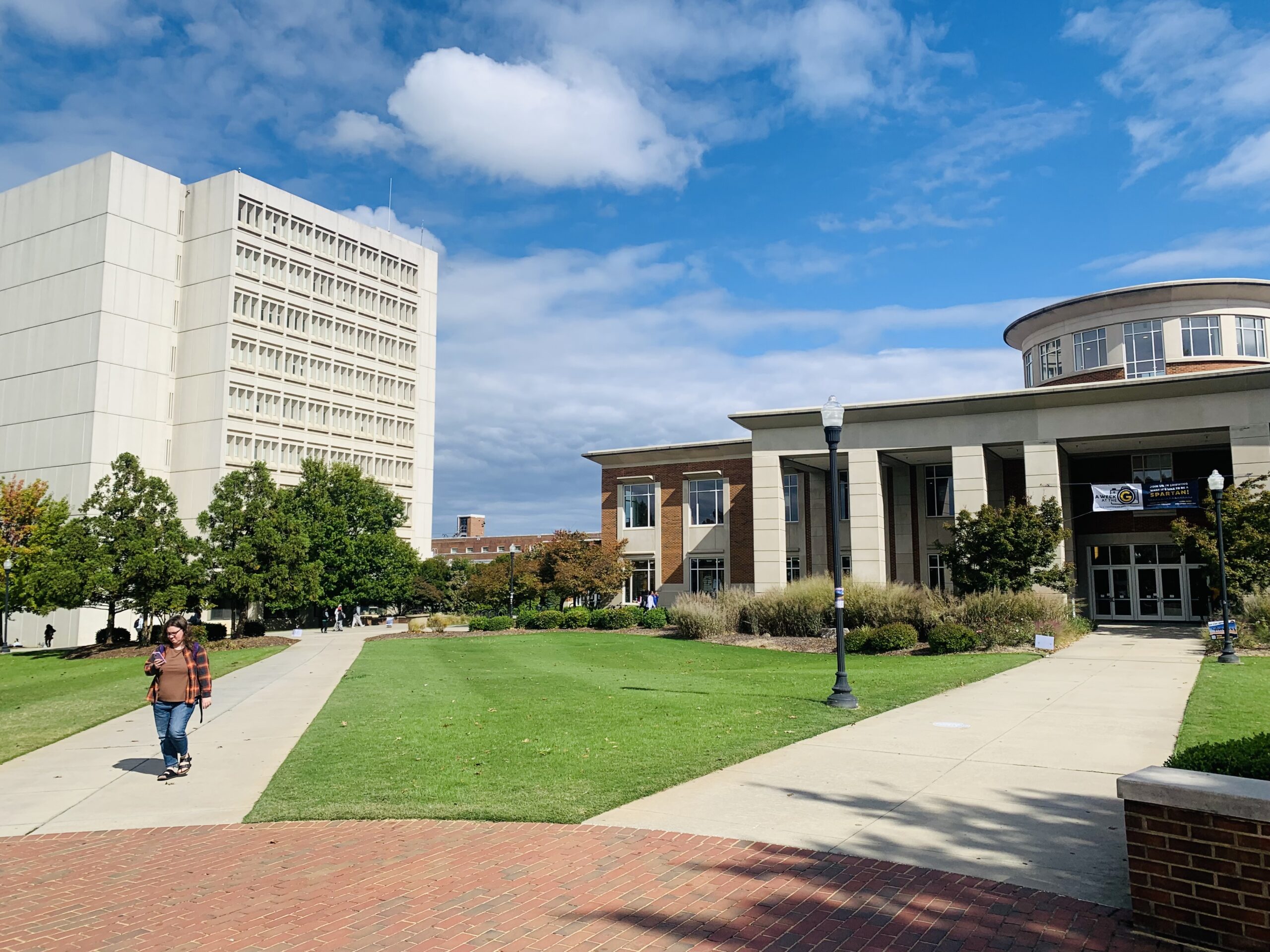 Student walking outside of the EUC.