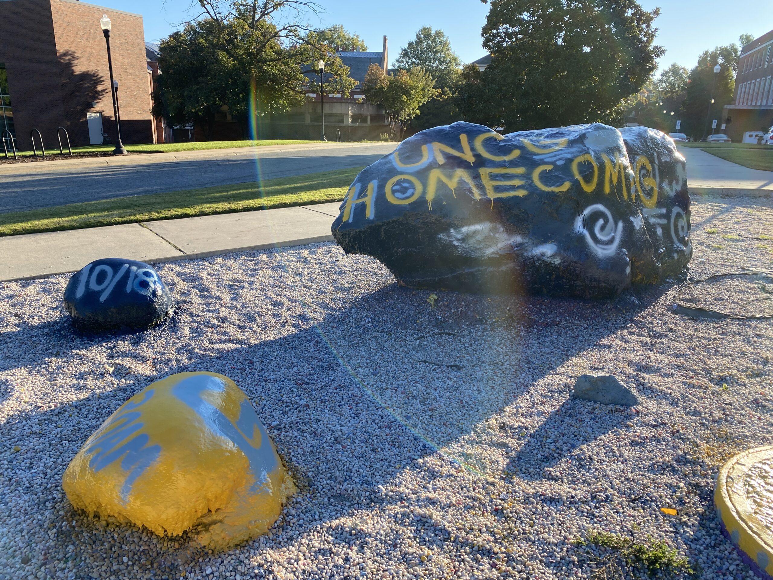 The Rawk painted with the words UNCG Homecoming.