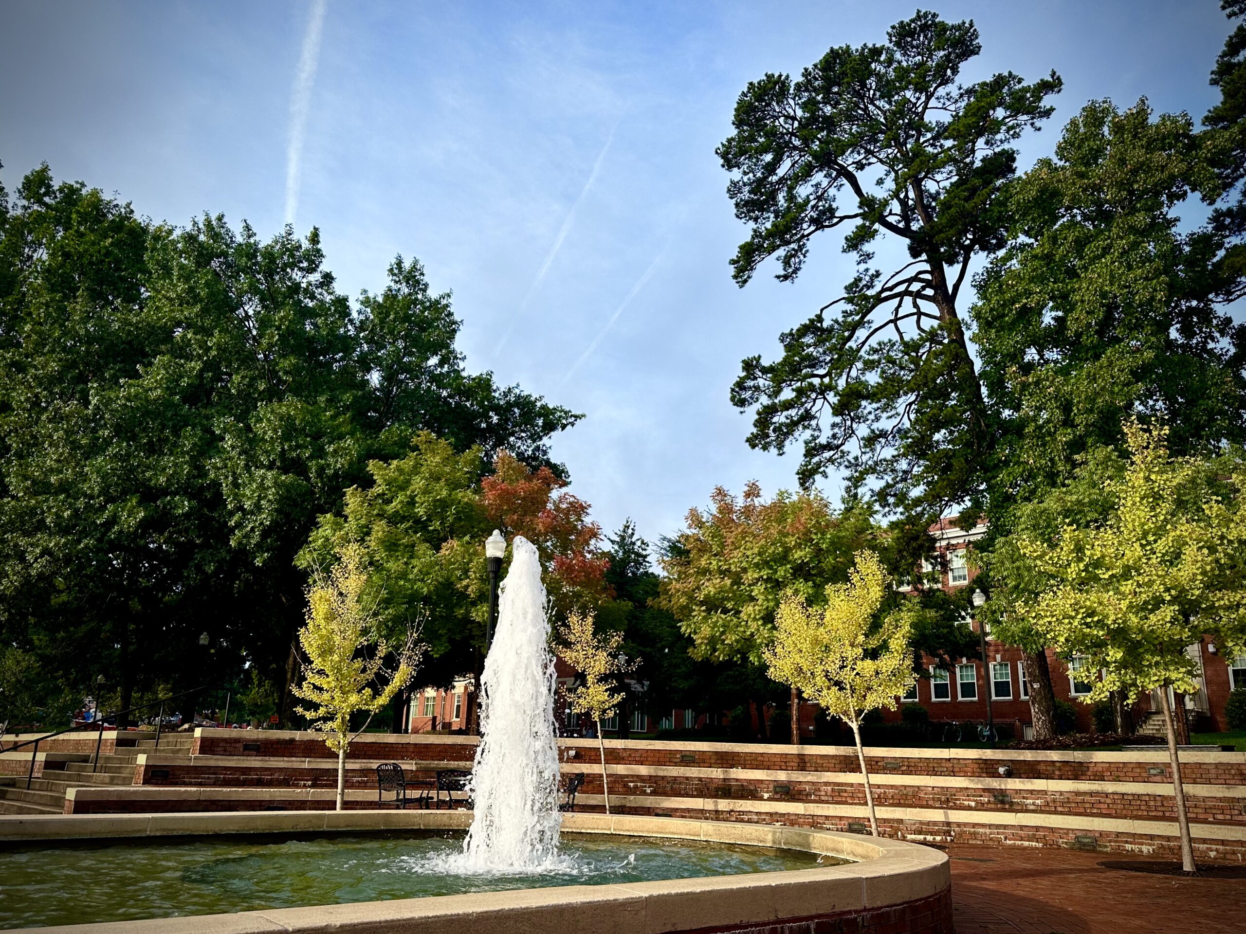 Morning view of the fountain at Kaplan