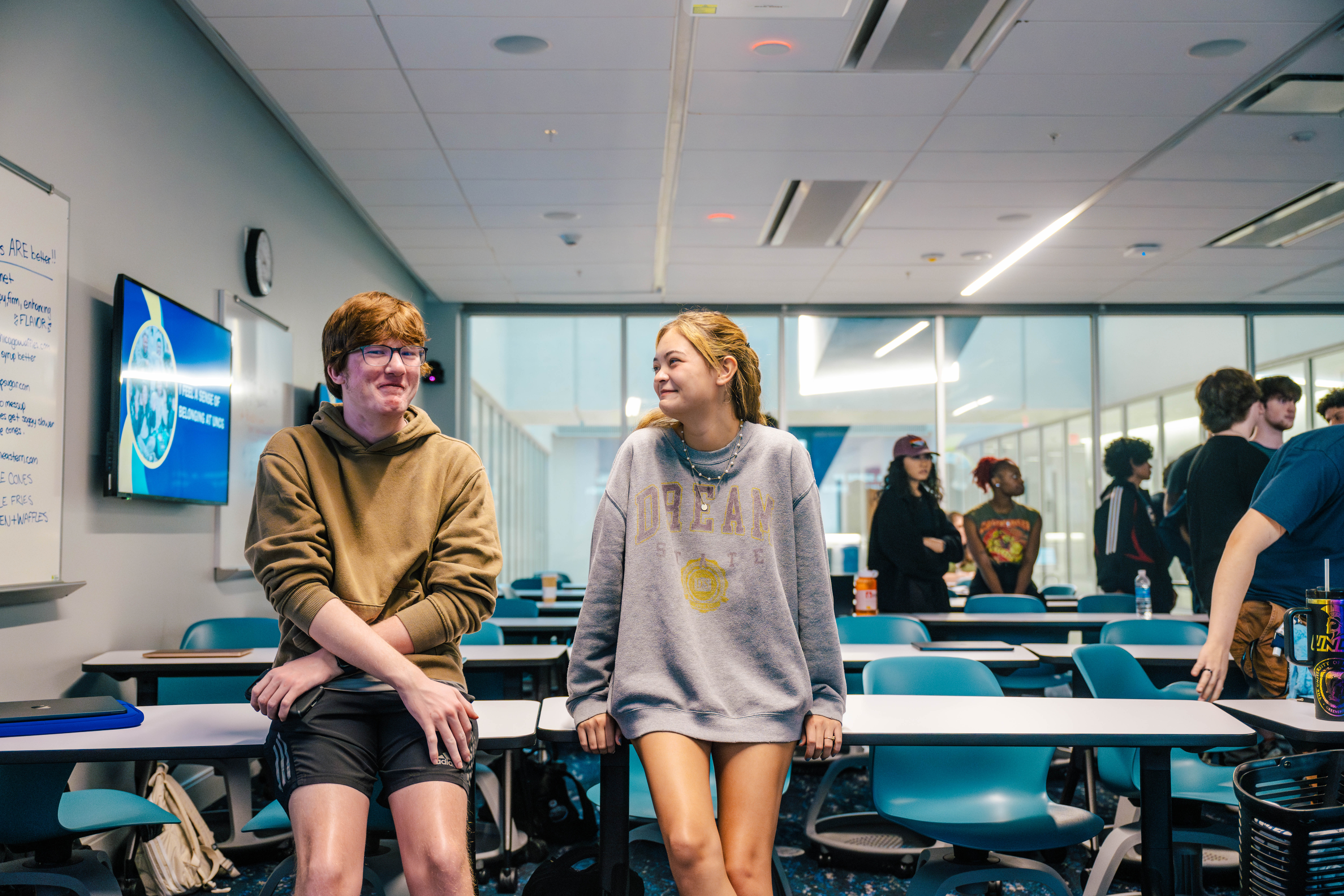 At UNCG Nursing and Instructional Building, students participate in an Office of Leadership and Civic Engagement workshop during an FYE 101 class.
