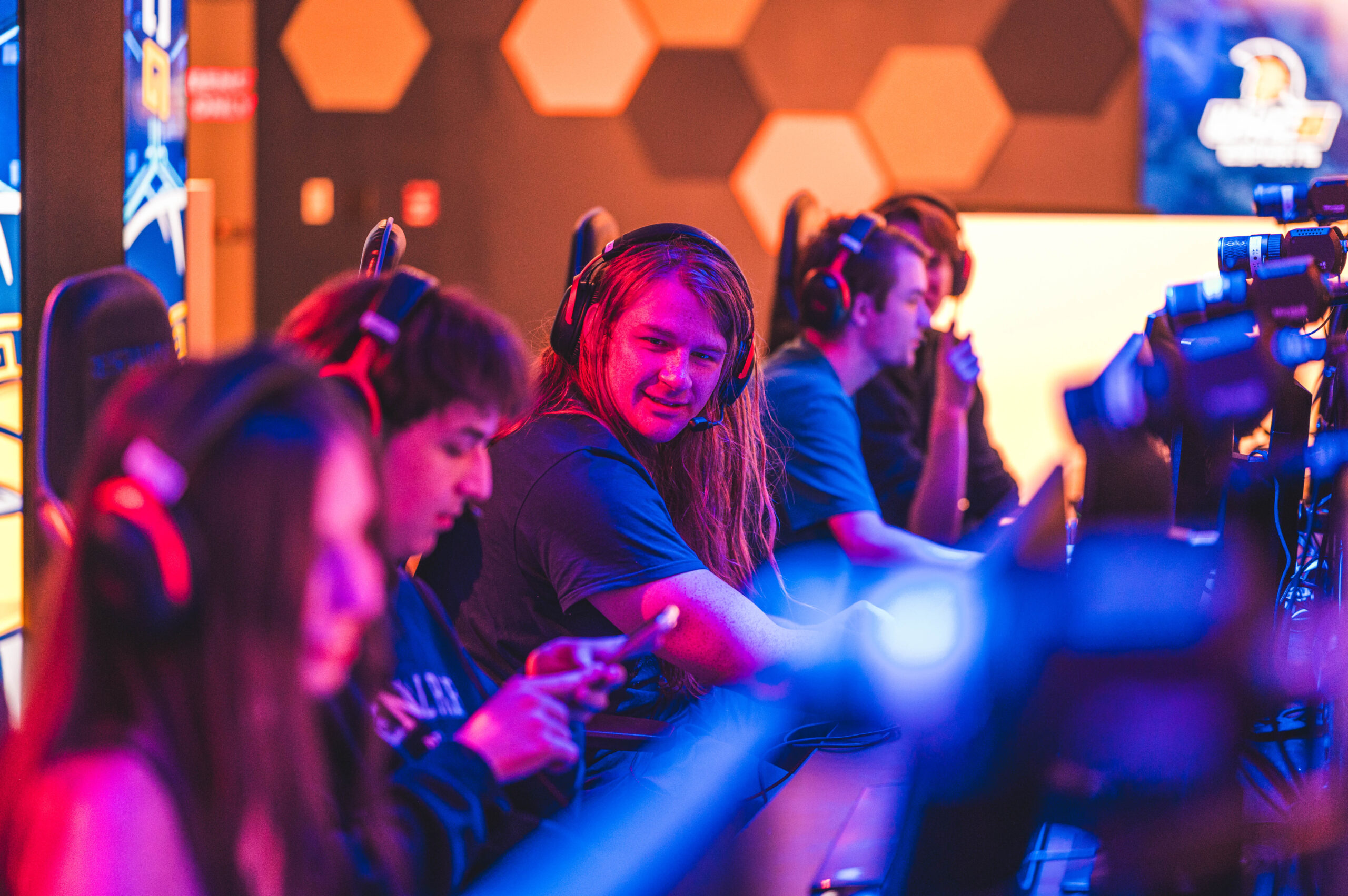 Students enjoy gaming and socializing during the Overwatch Night at the UNCG Esports Arena.