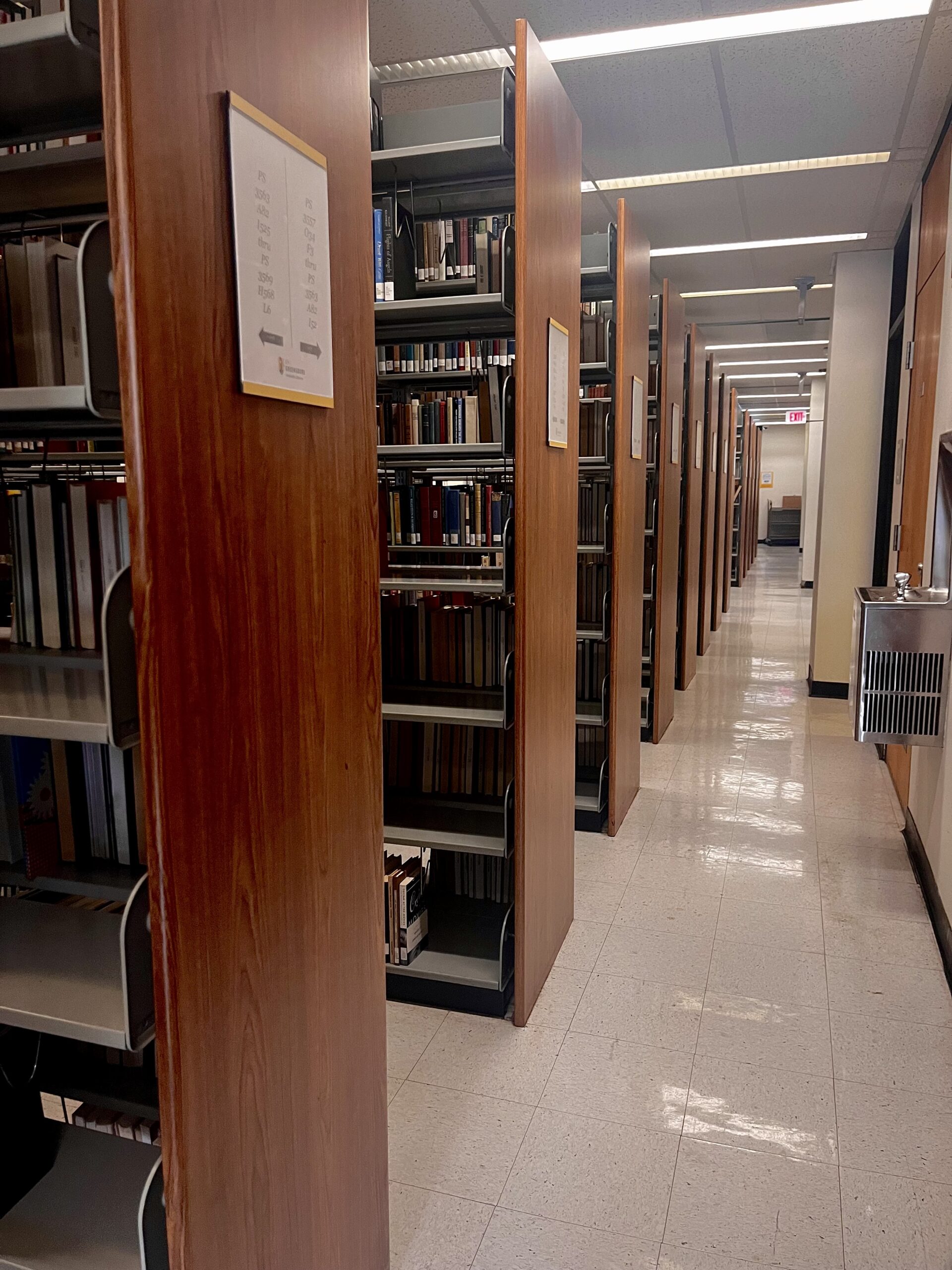 Shelves in Jackson Library