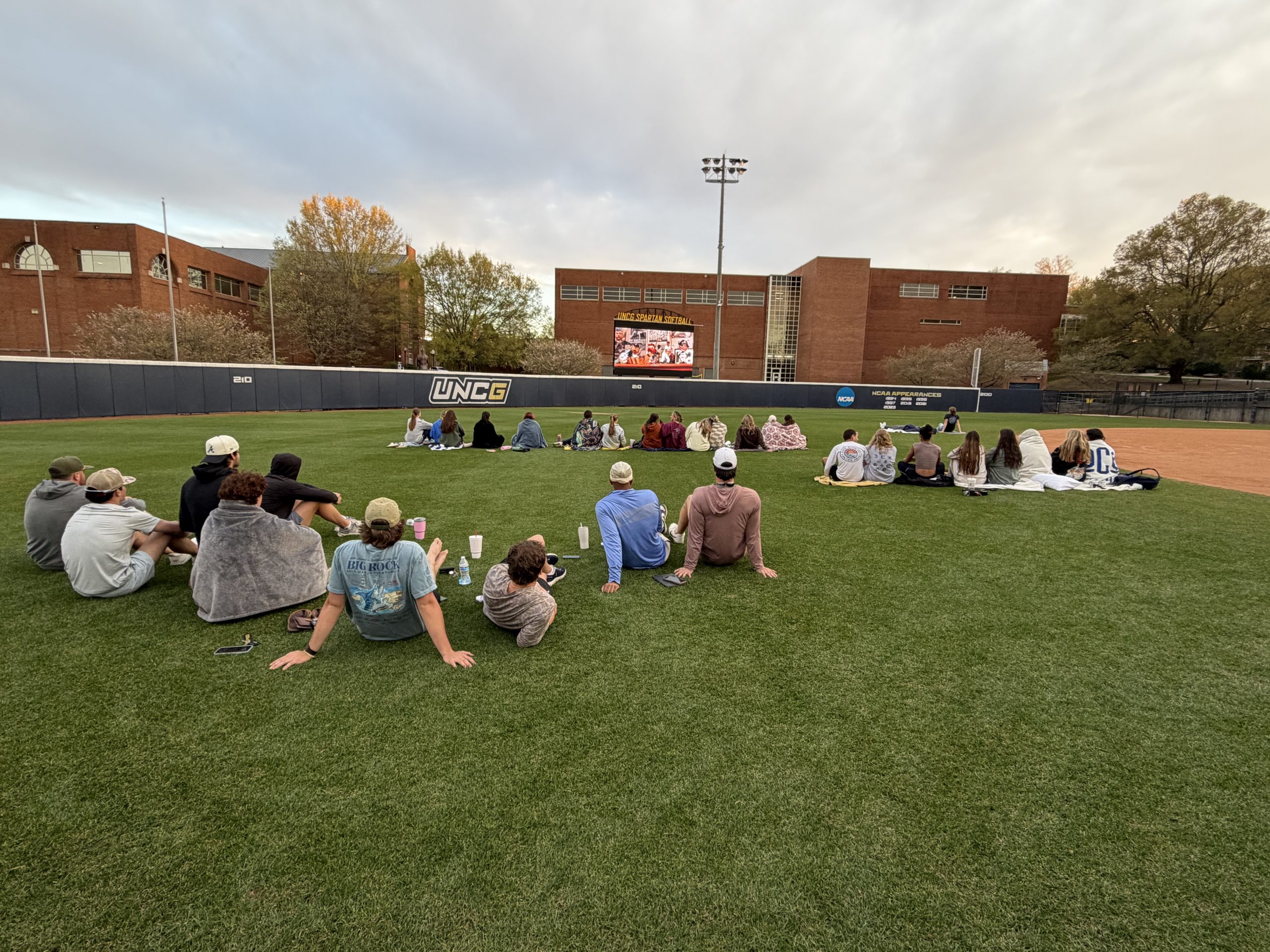 UNCG Student-Athlete Advisory Committee held a movie night at the UNCG Softball Stadium.