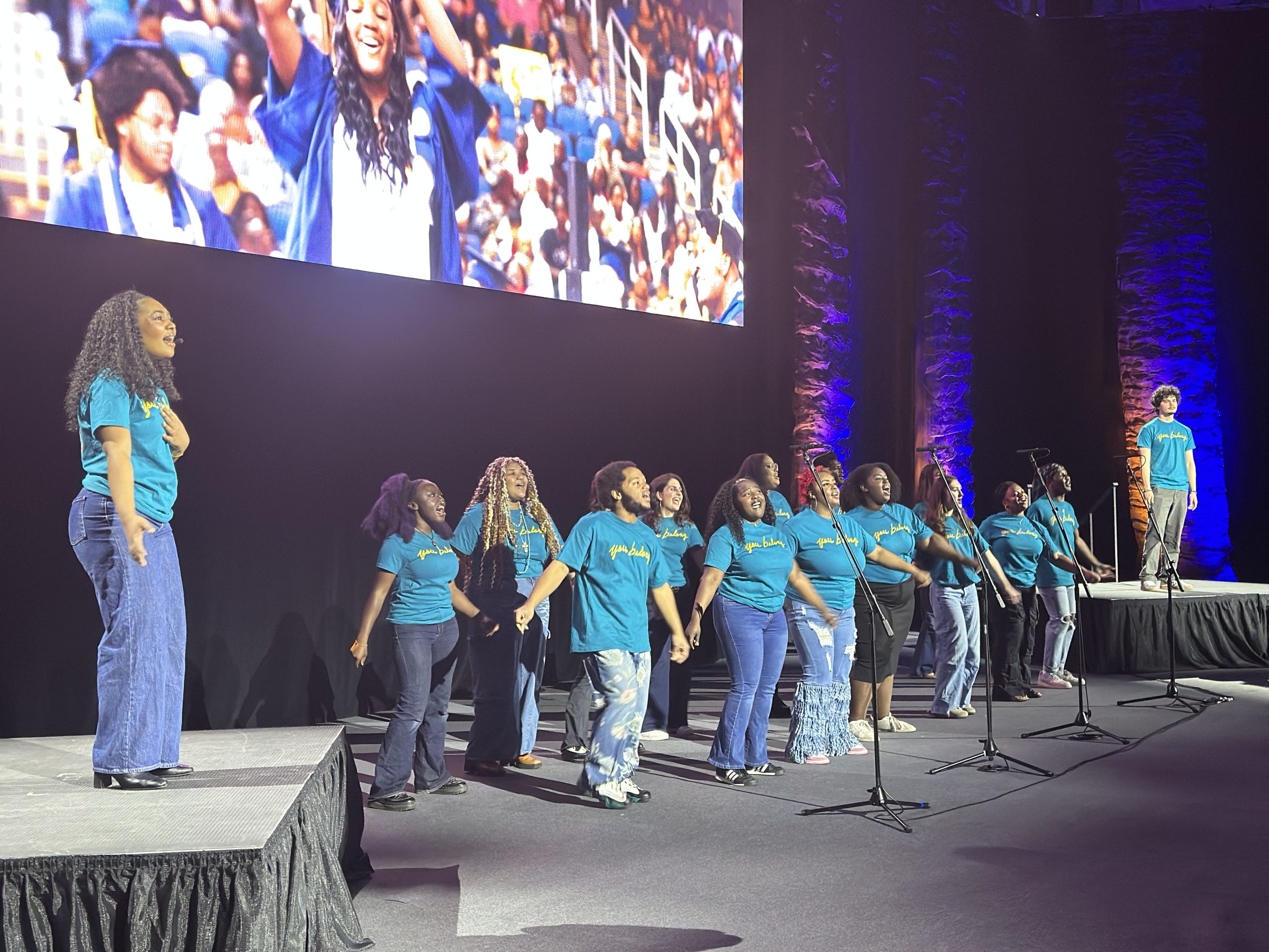 Students in the College of Visual and Performing Arts perform at a Light the Way campaign celebration at Bodford Arena.