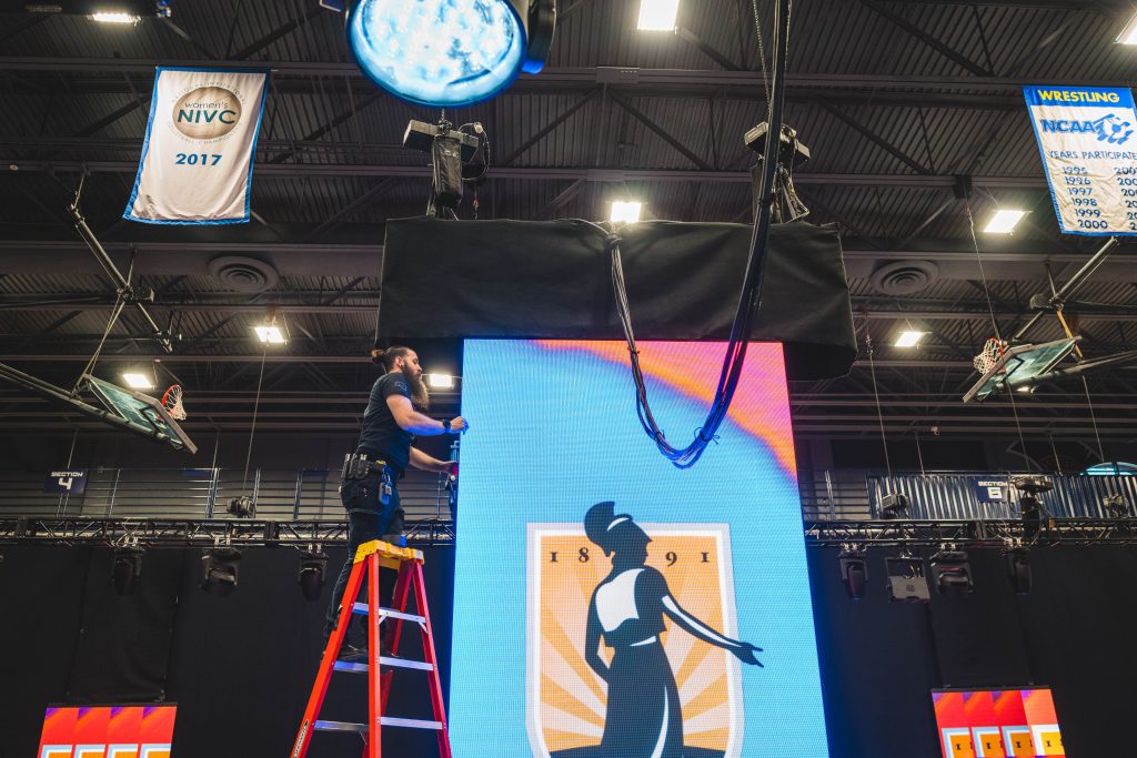 Setting up for the Light the Way event.