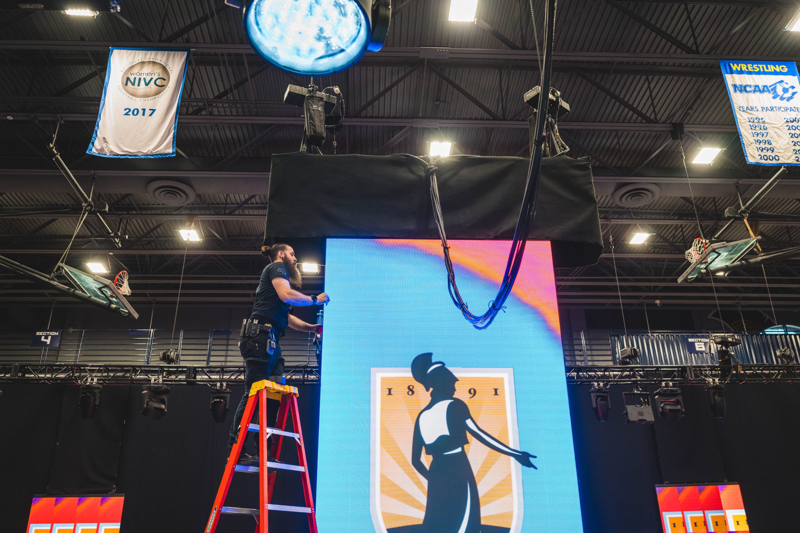 Setting up for the Light the Way event.