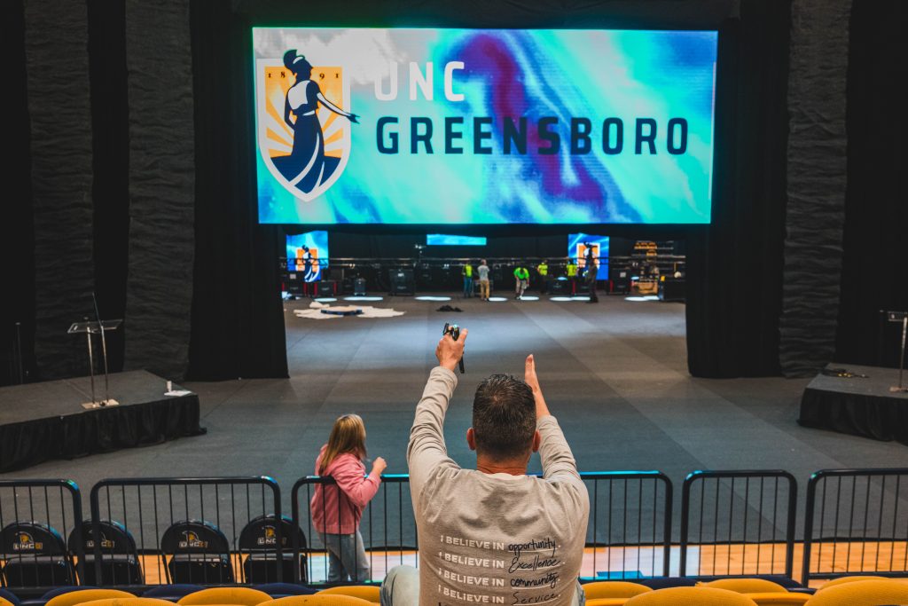 niversity Advancement sets up at Coleman for the Light The Way Close grand event