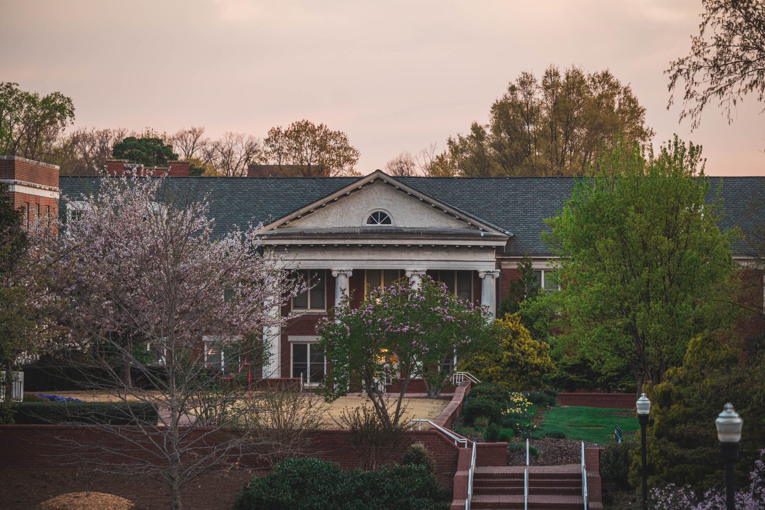South Spencer Residence Hall catches first light on Wednesday morning.