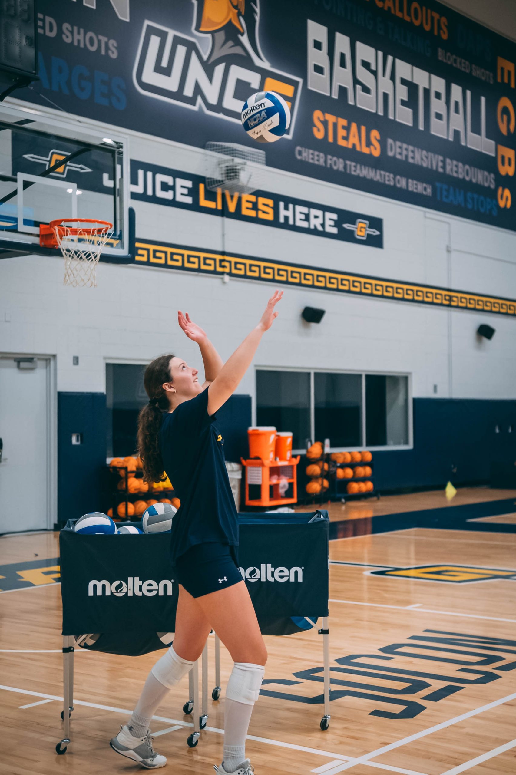 Volleyball practice in the gym