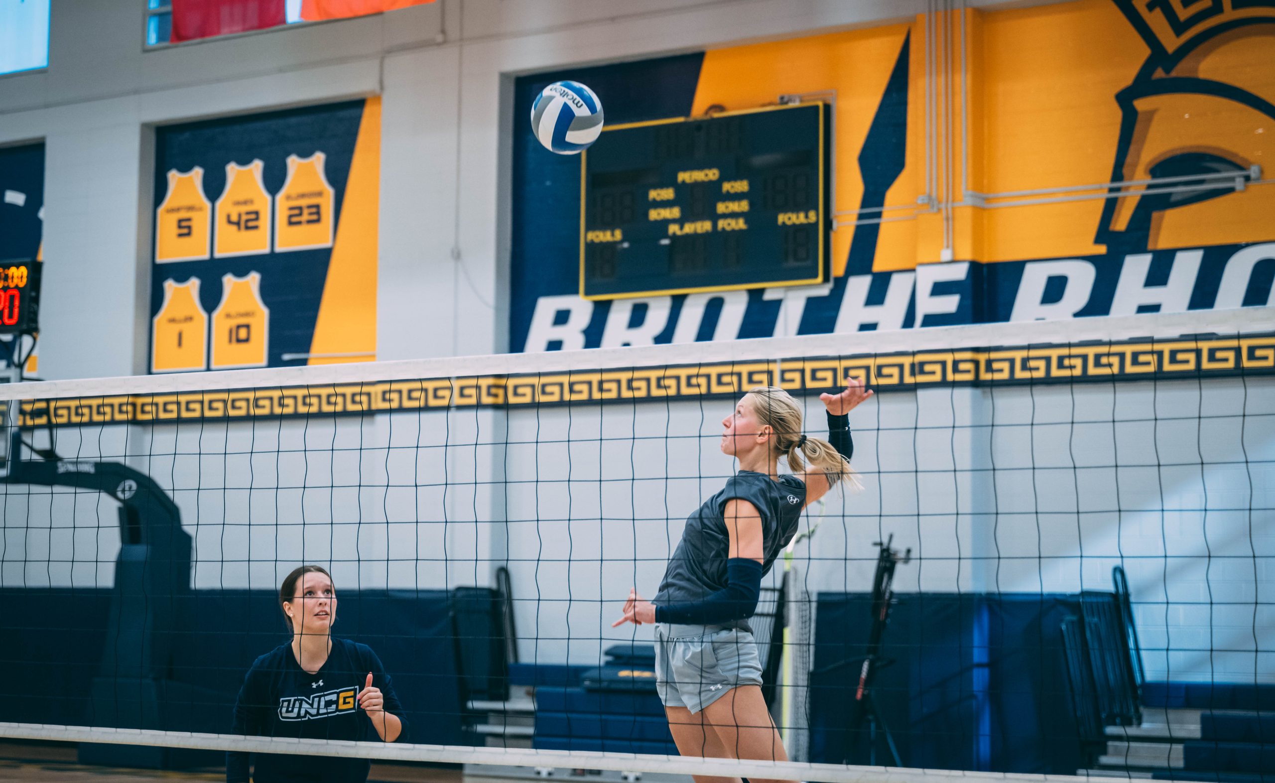 Women's Volleyball practices in the Coleman Gym on Friday morning.
