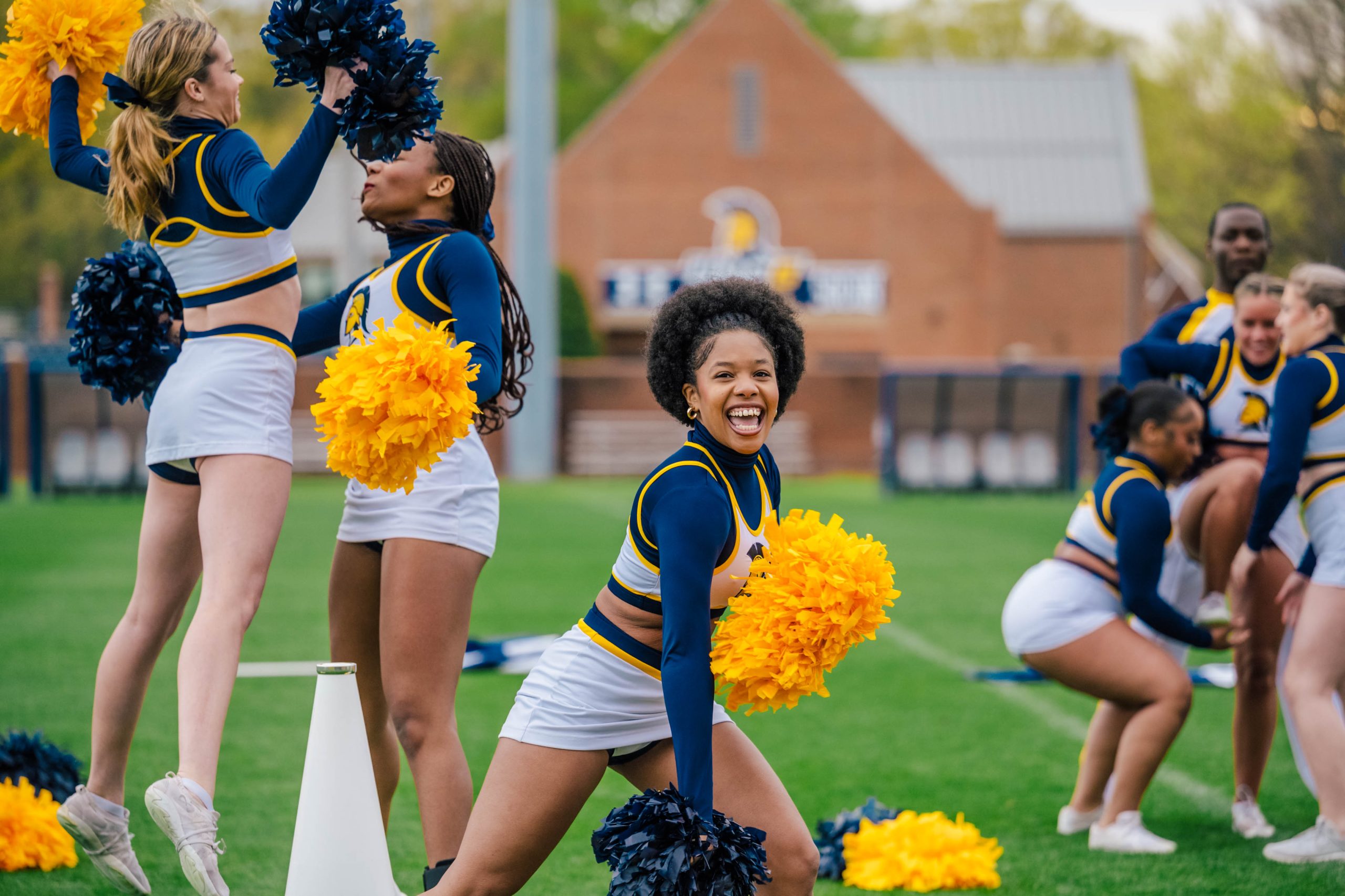 The UNCG Cheer Squad practiced its routine in preparation for the Light The Way Campaign Close Event.