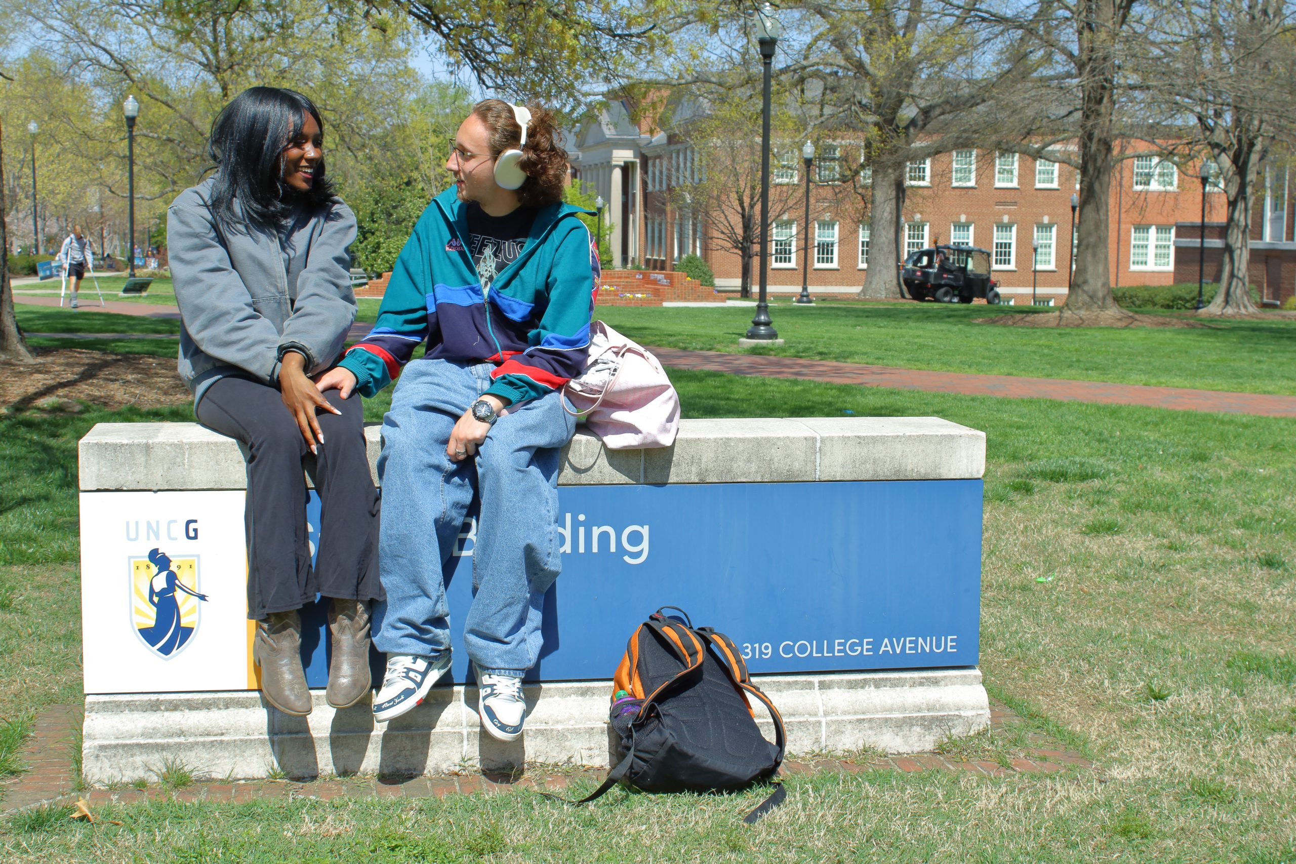 Enjoying the beautiful spring day at UNCG.