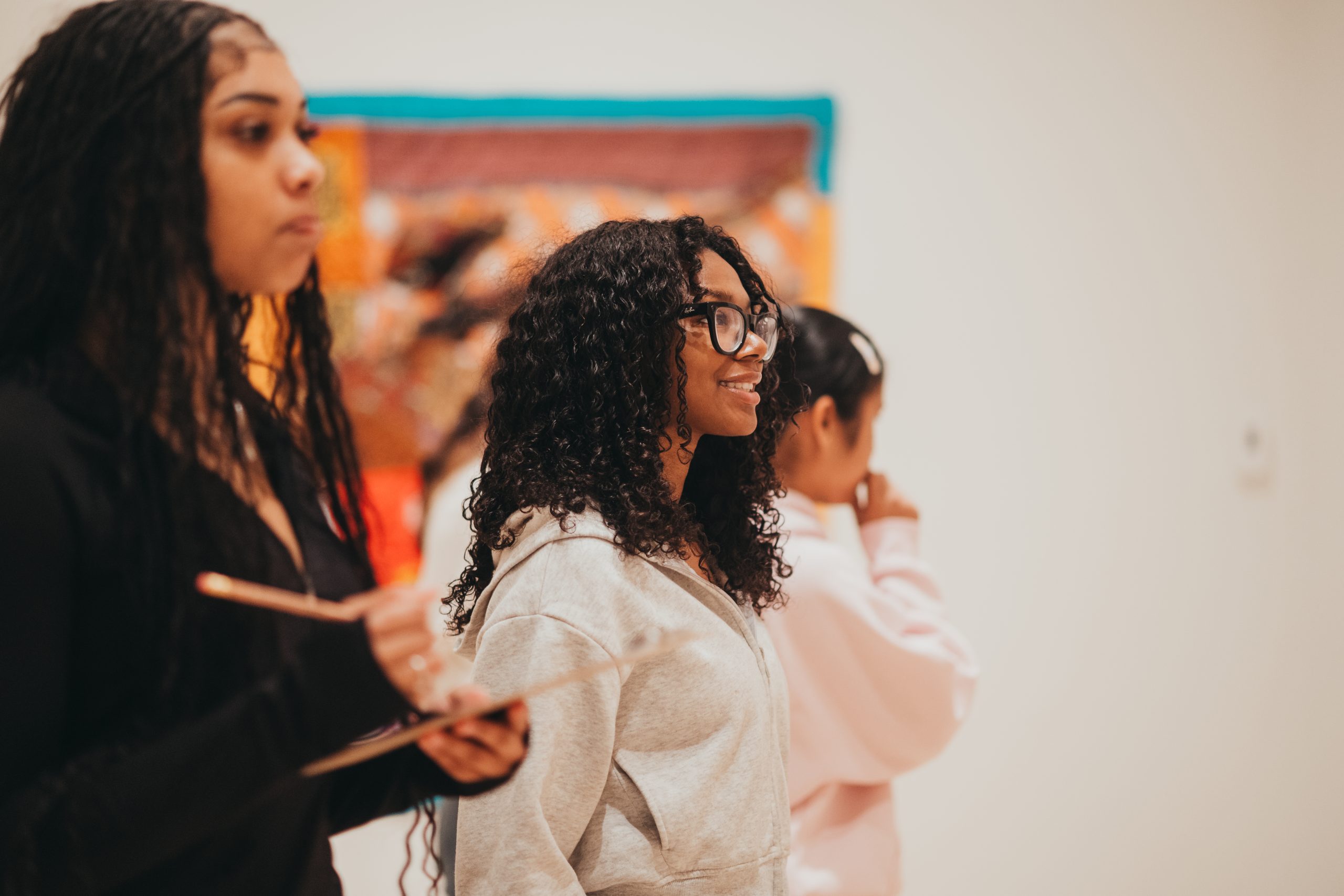 Students enjoy an activity at the Weatherspoon Art Museum