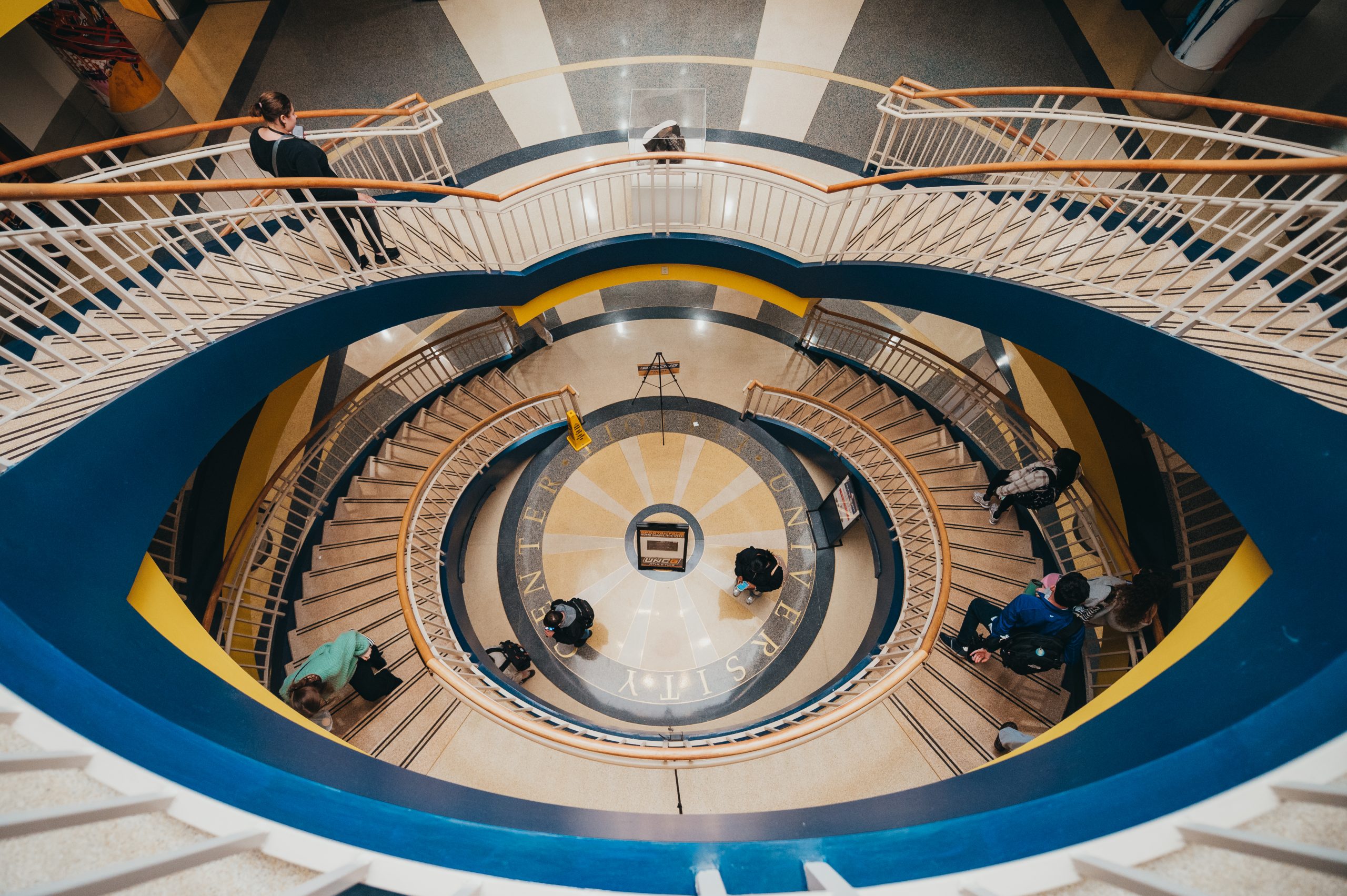 Students move through the Elliott University Center.